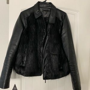 Authentic leather jacket with faux fur